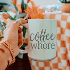 Coffee Whore 16oz Ceramic Coffee Mug - Large Funny Sass Morning Gift BandsCo Straps