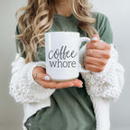 Coffee Whore 16oz Ceramic Coffee Mug - Large Funny Sass Morning Gift BandsCo Straps