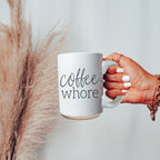 Coffee Whore 16oz Ceramic Coffee Mug - Large Funny Sass Morning Gift BandsCo Straps