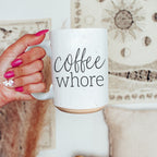 Coffee Whore 16oz Ceramic Coffee Mug - Large Funny Sass Morning Gift BandsCo Straps