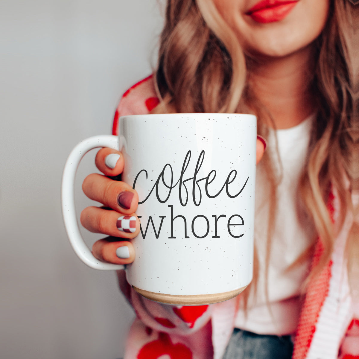 Coffee Whore 16oz Ceramic Coffee Mug - Large Funny Sass Morning Gift BandsCo Straps