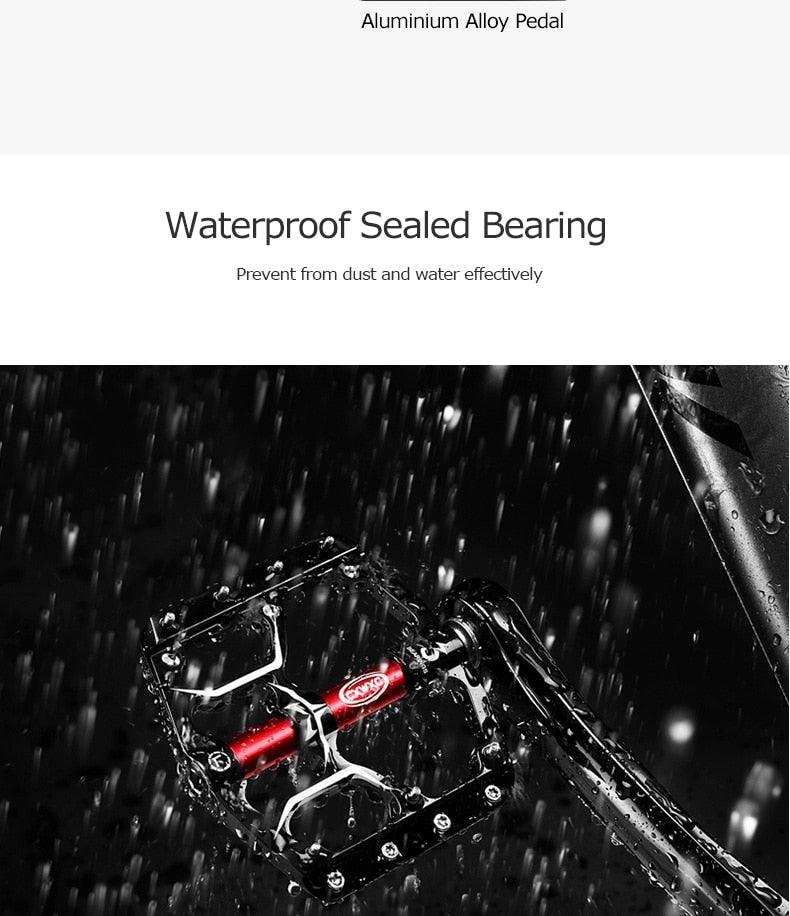 Wide Flat Mountain Road Cycling Bicycle Bike Pedal 3 Sealed Bearings 9/16 in Aluminum With Removable Antiskid Cleats Mountain Bike Pedal Platform Flat Bicycle Pedals Aluminum Alloy Non-Slip Metal Bike Pedals With 3 Bearings For Road Stevvex