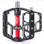 Wide Flat Mountain Road Cycling Bicycle Bike Pedal 3 Sealed Bearings 9/16 in Aluminum With Removable Antiskid Cleats Mountain Bike Pedal Platform Flat Bicycle Pedals Aluminum Alloy Non-Slip Metal Bike Pedals With 3 Bearings For Road Stevvex
