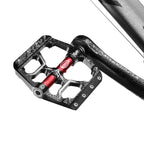 Wide Flat Mountain Road Cycling Bicycle Bike Pedal 3 Sealed Bearings 9/16 in Aluminum With Removable Antiskid Cleats Mountain Bike Pedal Platform Flat Bicycle Pedals Aluminum Alloy Non-Slip Metal Bike Pedals With 3 Bearings For Road Stevvex