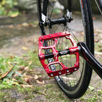 Wide Flat Mountain Road Cycling Bicycle Bike Pedal 3 Sealed Bearings 9/16 in Aluminum With Removable Antiskid Cleats Mountain Bike Pedal Platform Flat Bicycle Pedals Aluminum Alloy Non-Slip Metal Bike Pedals With 3 Bearings For Road Stevvex