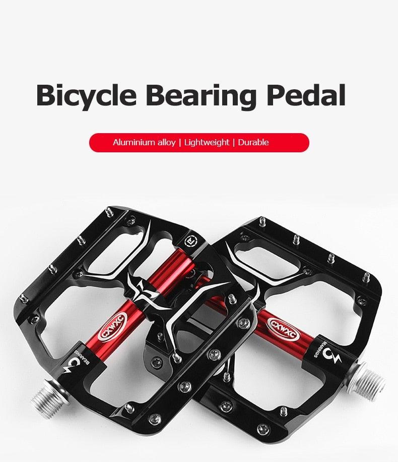 Wide Flat Mountain Road Cycling Bicycle Bike Pedal 3 Sealed Bearings 9/16 in Aluminum With Removable Antiskid Cleats Mountain Bike Pedal Platform Flat Bicycle Pedals Aluminum Alloy Non-Slip Metal Bike Pedals With 3 Bearings For Road Stevvex