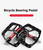 Wide Flat Mountain Road Cycling Bicycle Bike Pedal 3 Sealed Bearings 9/16 in Aluminum With Removable Antiskid Cleats Mountain Bike Pedal Platform Flat Bicycle Pedals Aluminum Alloy Non-Slip Metal Bike Pedals With 3 Bearings For Road Stevvex