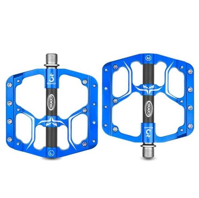 Wide Flat Mountain Road Cycling Bicycle Bike Pedal 3 Sealed Bearings 9/16 in Aluminum With Removable Antiskid Cleats Mountain Bike Pedal Platform Flat Bicycle Pedals Aluminum Alloy Non-Slip Metal Bike Pedals With 3 Bearings For Road Stevvex