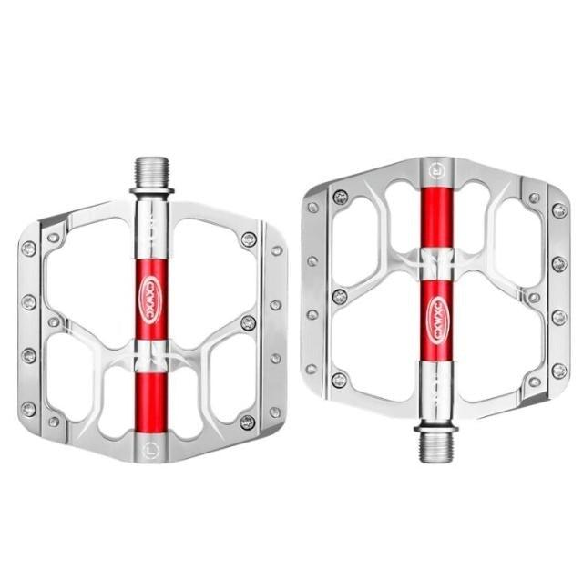 Wide Flat Mountain Road Cycling Bicycle Bike Pedal 3 Sealed Bearings 9/16 in Aluminum With Removable Antiskid Cleats Mountain Bike Pedal Platform Flat Bicycle Pedals Aluminum Alloy Non-Slip Metal Bike Pedals With 3 Bearings For Road Stevvex