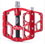 Wide Flat Mountain Road Cycling Bicycle Bike Pedal 3 Sealed Bearings 9/16 in Aluminum With Removable Antiskid Cleats Mountain Bike Pedal Platform Flat Bicycle Pedals Aluminum Alloy Non-Slip Metal Bike Pedals With 3 Bearings For Road Stevvex
