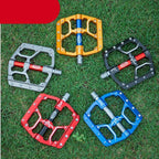 Wide Flat Mountain Road Cycling Bicycle Bike Pedal 3 Sealed Bearings 9/16 in Aluminum With Removable Antiskid Cleats Mountain Bike Pedal Platform Flat Bicycle Pedals Aluminum Alloy Non-Slip Metal Bike Pedals With 3 Bearings For Road Stevvex