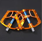 Wide Flat Mountain Road Cycling Bicycle Bike Pedal 3 Sealed Bearings 9/16 in Aluminum With Removable Antiskid Cleats Mountain Bike Pedal Platform Flat Bicycle Pedals Aluminum Alloy Non-Slip Metal Bike Pedals With 3 Bearings For Road Stevvex
