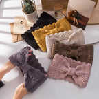 Wide Knitted Headband Bows Knotted Winter Women Turban Hair Accessories For Girls Lady Soft Knitting Winter Headbands Gorgeous Hair Accessories For Women Stevvex