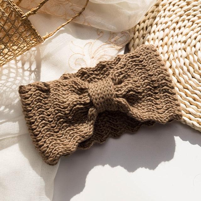 Wide Knitted Headband Bows Knotted Winter Women Turban Hair Accessories For Girls Lady Soft Knitting Winter Headbands Gorgeous Hair Accessories For Women Stevvex