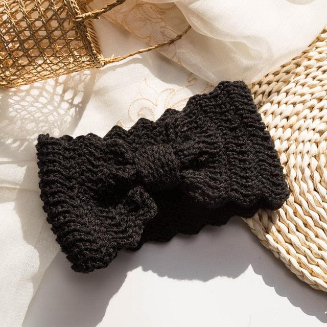 Wide Knitted Headband Bows Knotted Winter Women Turban Hair Accessories For Girls Lady Soft Knitting Winter Headbands Gorgeous Hair Accessories For Women Stevvex