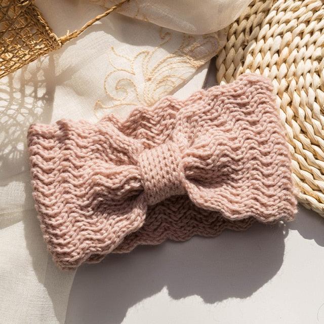 Wide Knitted Headband Bows Knotted Winter Women Turban Hair Accessories For Girls Lady Soft Knitting Winter Headbands Gorgeous Hair Accessories For Women Stevvex