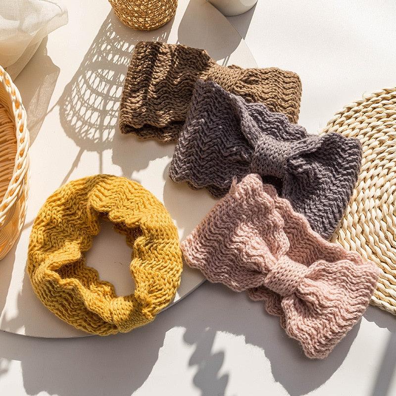 Wide Knitted Headband Bows Knotted Winter Women Turban Hair Accessories For Girls Lady Soft Knitting Winter Headbands Gorgeous Hair Accessories For Women Stevvex
