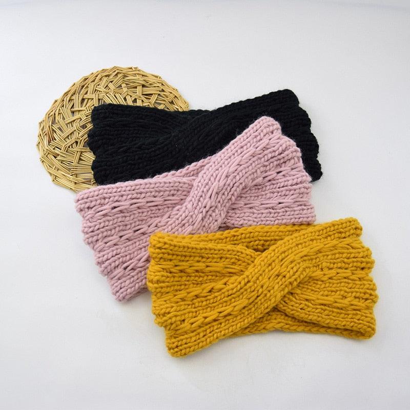 Wide Knitted Headband Bows Knotted Winter Women Turban Hair Accessories For Girls Lady Soft Knitting Winter Headbands Gorgeous Hair Accessories For Women Stevvex