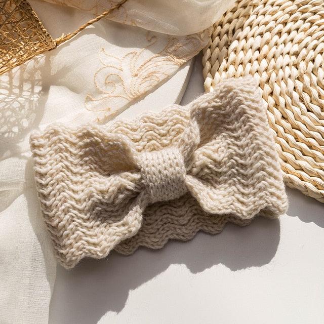 Wide Knitted Headband Bows Knotted Winter Women Turban Hair Accessories For Girls Lady Soft Knitting Winter Headbands Gorgeous Hair Accessories For Women Stevvex