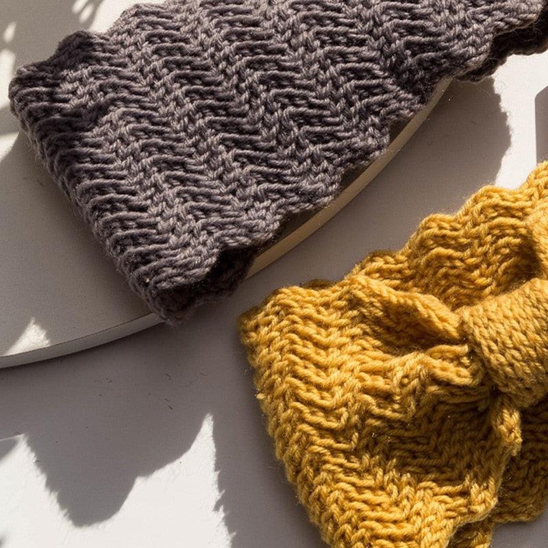 Wide Knitted Headband Bows Knotted Winter Women Turban Hair Accessories For Girls Lady Soft Knitting Winter Headbands Gorgeous Hair Accessories For Women Stevvex