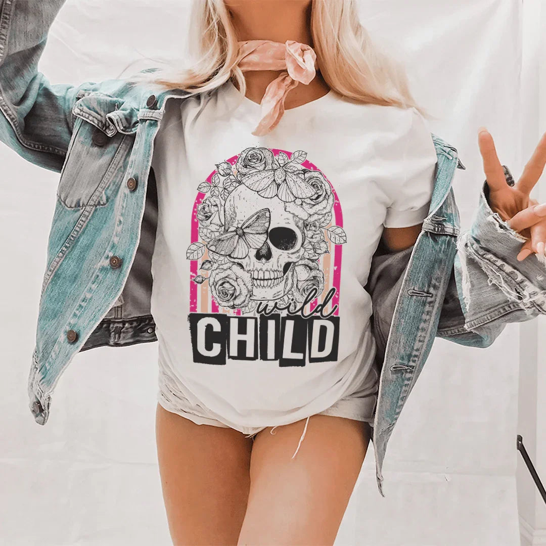 Wild Child Skull Tee Peachy Sunday