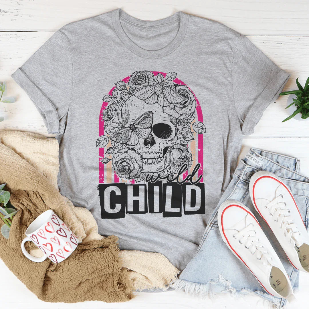 Wild Child Skull Tee Peachy Sunday