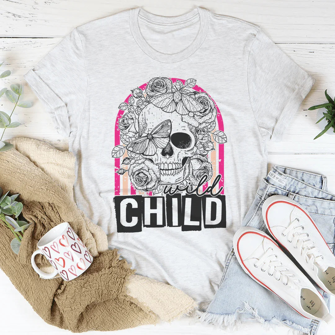 Wild Child Skull Tee Peachy Sunday
