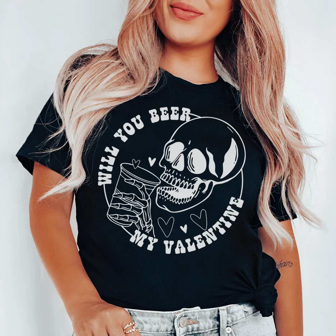 Will You Beer My Valentine Tee Peachy Sunday