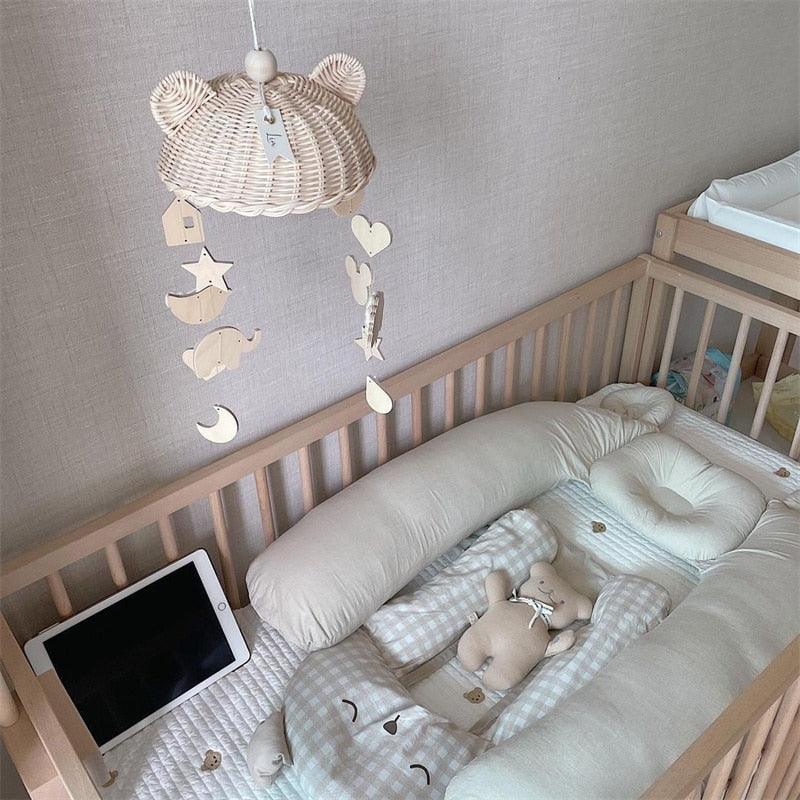 Wind Chime With Wooden Pendant Kids Room Decoration Wall Hanging Ornaments Clouds and Stars Sooth Pendant Toy  Nursery Decoration Gift for Newborn Boys and Girls Stevvex