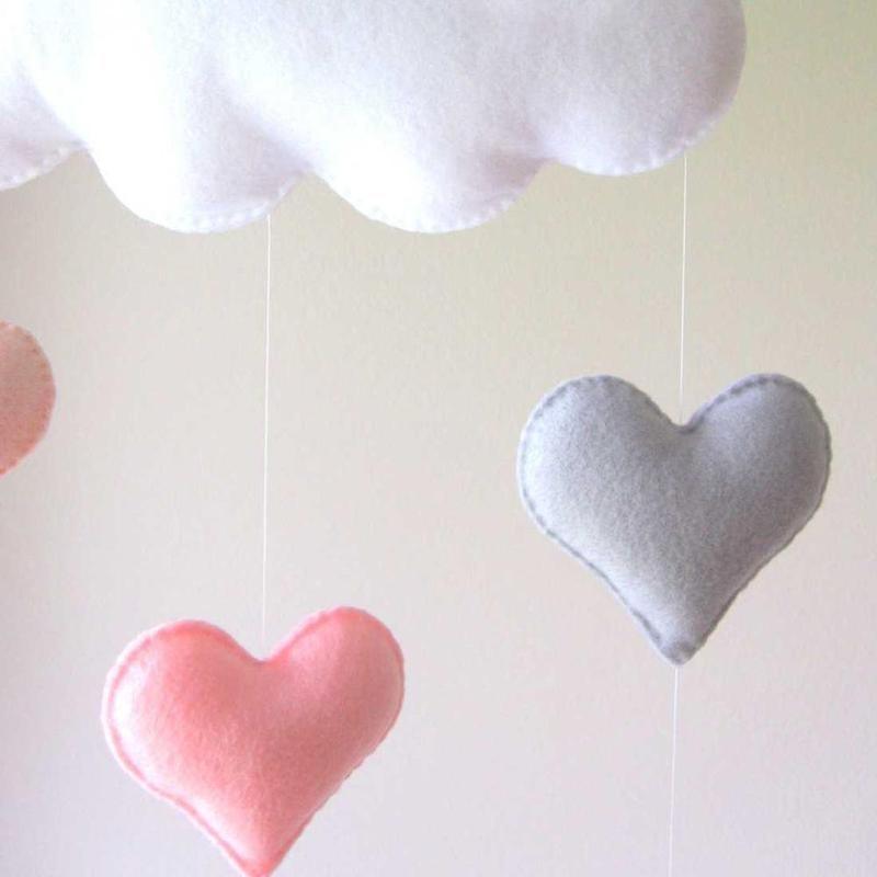 Wind Chimes Handmade Cloud Felt Love Pendant Baby Children Cloud Bed Bell Mobile Crib Jewelry Creative Pendant  Bedroom Loving Ceiling Hanging Heart Decor Girls Wind Chime Nursery Decoration Stevvex