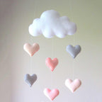 Wind Chimes Handmade Cloud Felt Love Pendant Baby Children Cloud Bed Bell Mobile Crib Jewelry Creative Pendant  Bedroom Loving Ceiling Hanging Heart Decor Girls Wind Chime Nursery Decoration Stevvex