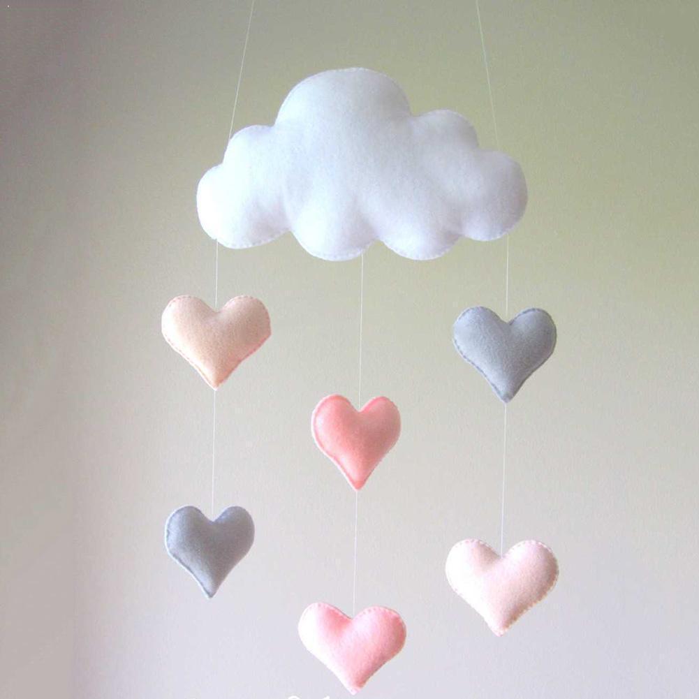 Wind Chimes Handmade Cloud Felt Love Pendant Baby Children Cloud Bed Bell Mobile Crib Jewelry Creative Pendant  Bedroom Loving Ceiling Hanging Heart Decor Girls Wind Chime Nursery Decoration Stevvex