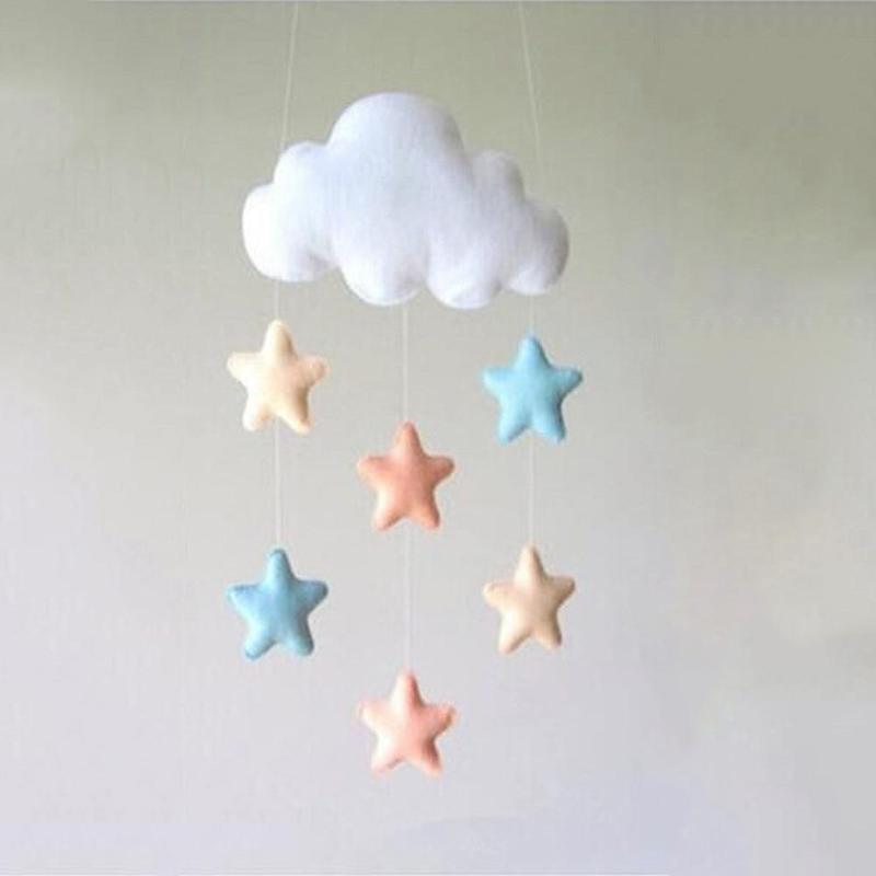 Wind Chimes Handmade Cloud Felt Love Pendant Baby Children Cloud Bed Bell Mobile Crib Jewelry Creative Pendant  Bedroom Loving Ceiling Hanging Heart Decor Girls Wind Chime Nursery Decoration Stevvex