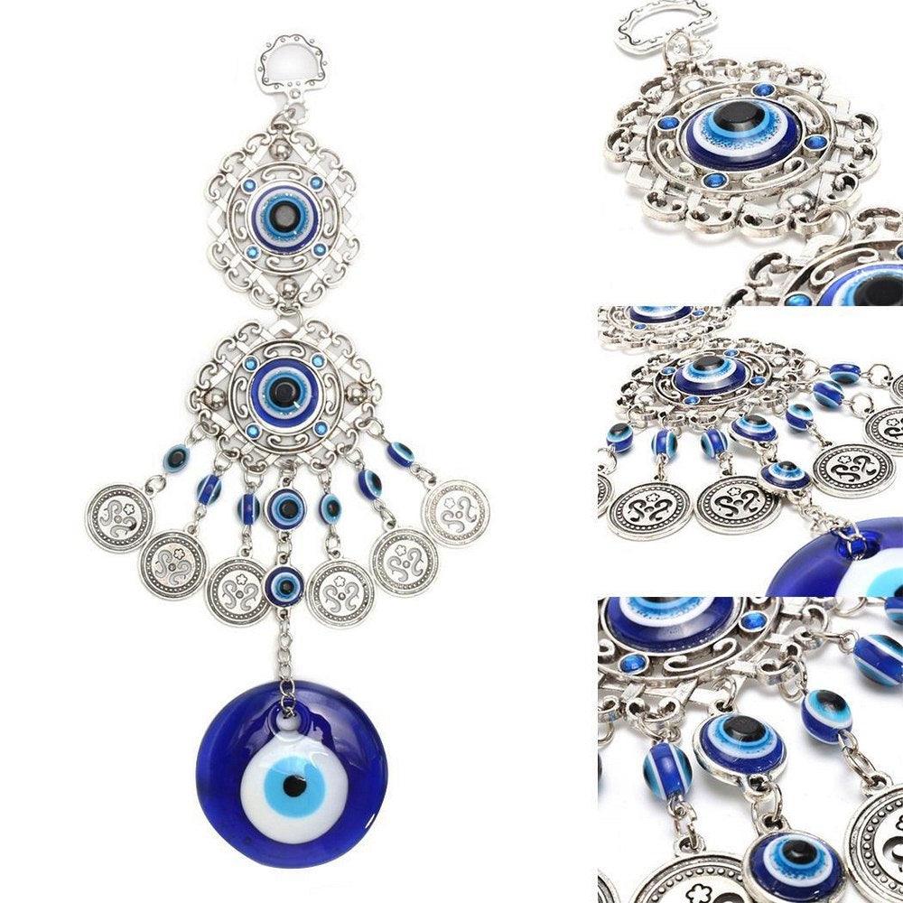 Wind Chimes Turkey Blue Evil Eye (Nazar) Amulet Pendants Home Blessing Protection Gift Ornaments Dream Catcher Blue Rhinestone Wall Hanging Home Decor Ornament Protection Good Luck Blessing Gift Stevvex