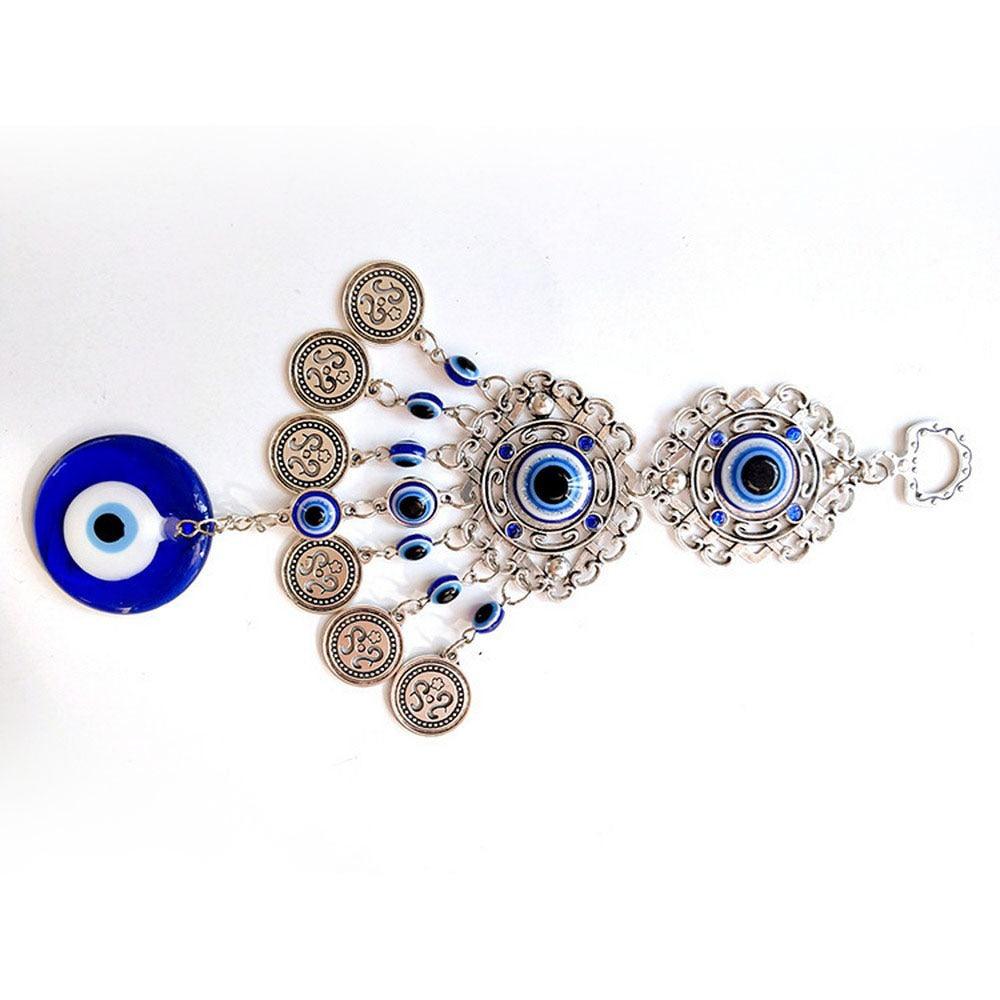 Wind Chimes Turkey Blue Evil Eye (Nazar) Amulet Pendants Home Blessing Protection Gift Ornaments Dream Catcher Blue Rhinestone Wall Hanging Home Decor Ornament Protection Good Luck Blessing Gift Stevvex