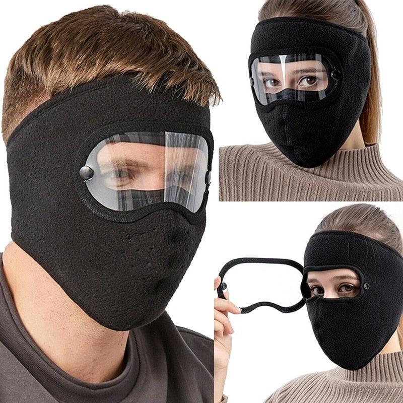 Windproof Anti Dust Face Mask Cycling Ski Breathable Masks Fleece Face Shield Hood Caps with HD Goggles Cycling Cap Balaclava  Skating Hat Motorbike Biker Racing Breather Mask Tactical Airsoft Cap Scarf Mask Ski Hat Spring Summer For Men Women Stevvex