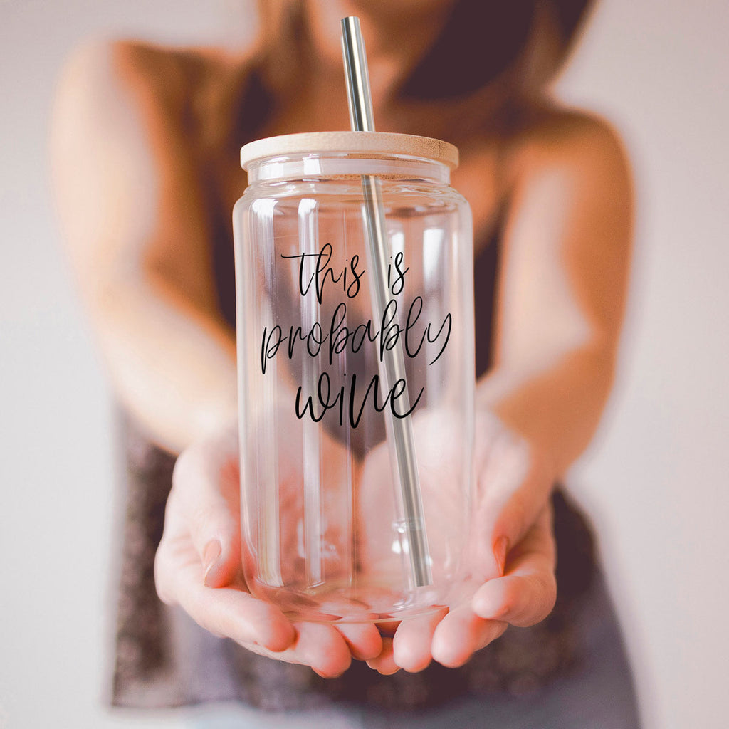 17oz Glass Tumbler With Bamboo Lid, 2 Stainless Straws and Straw Cleaner BandsCo Straps