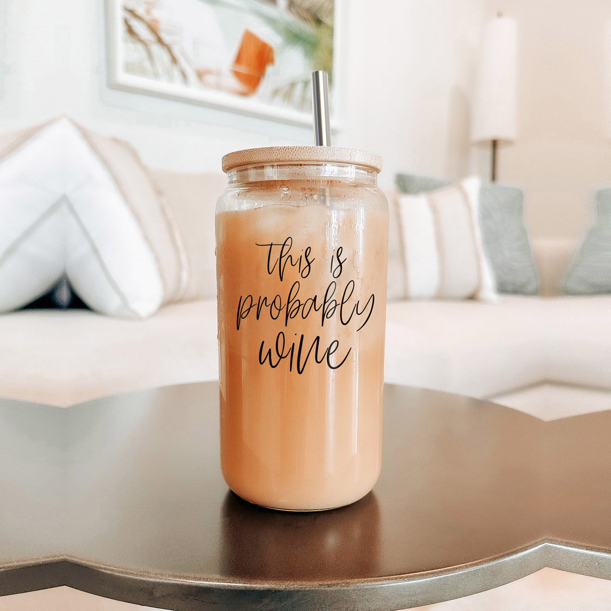 17oz Glass Tumbler With Bamboo Lid, 2 Stainless Straws and Straw Cleaner BandsCo Straps