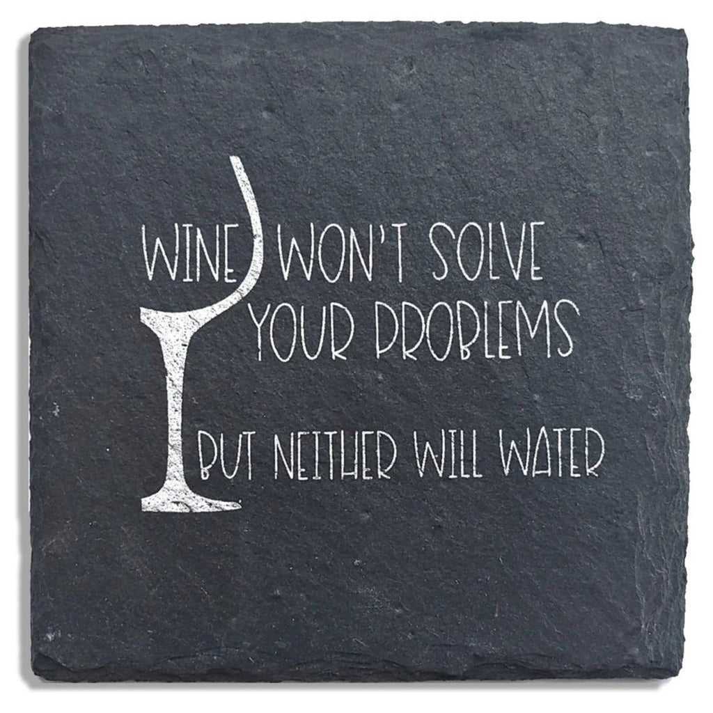 Slate Coaster Hand-Stamped Artisan Drink Coaster With Cork Feet - USA Slate BandsCo Straps