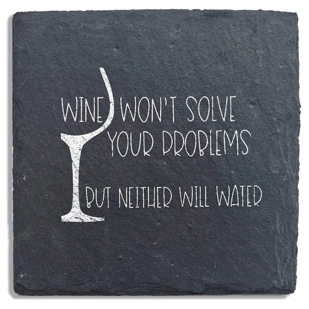 Slate Coaster Hand-Stamped Artisan Drink Coaster With Cork Feet - USA Slate BandsCo Straps