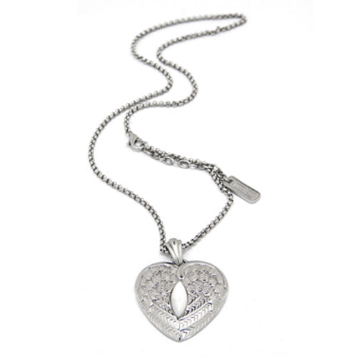 Winged Heart Mother Pearl Pendant Necklace For Women
