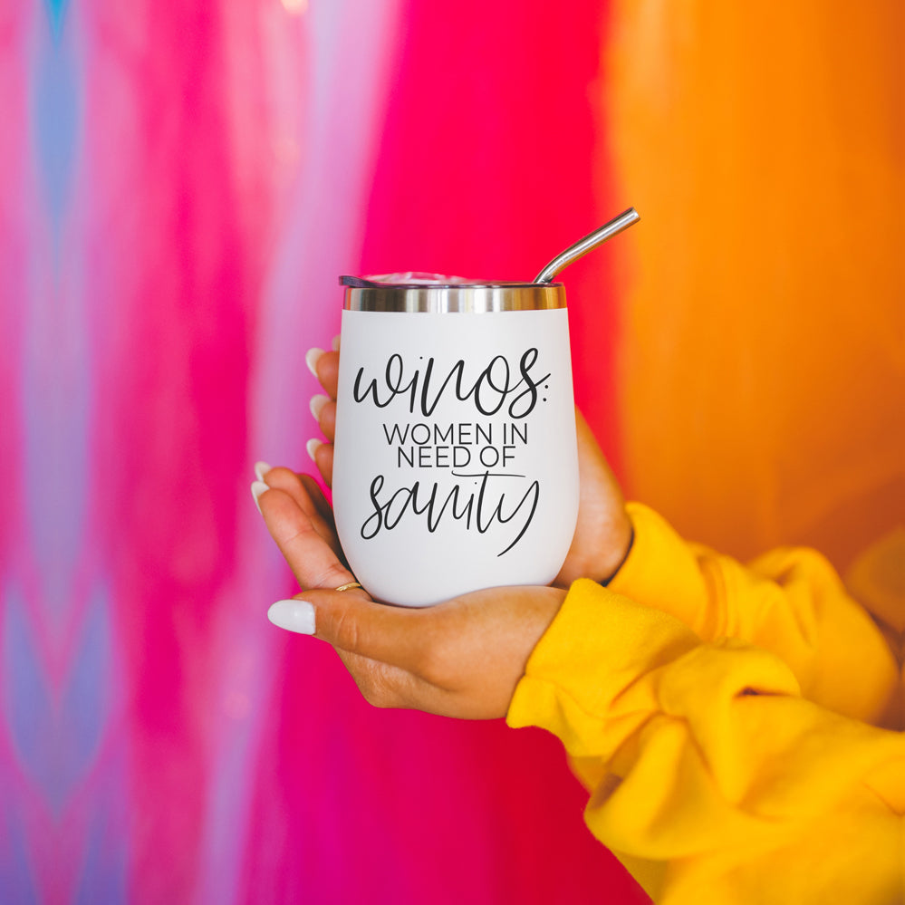 12Oz Stainless Steel Mug With Lid BPA Free Hand Wash Only Design On Front Portable Travel Cup BandsCo Straps