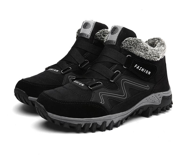 Winter Boots With Fur Warm Leather Snow Boots Mens Winter Work Casual Shoes High Top Rubber Ankle Boots Keep Warm Anti-Slip Soft Sole Warm Fur Lined Winter Ankle Booties Stevvex