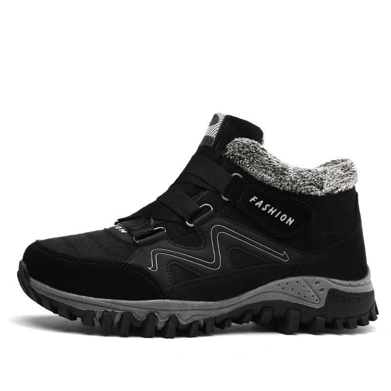 Winter Boots With Fur Warm Leather Snow Boots Mens Winter Work Casual Shoes High Top Rubber Ankle Boots Keep Warm Anti-Slip Soft Sole Warm Fur Lined Winter Ankle Booties Stevvex