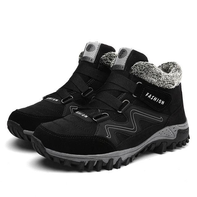 Winter Boots With Fur Warm Leather Snow Boots Mens Winter Work Casual Shoes High Top Rubber Ankle Boots Keep Warm Anti-Slip Soft Sole Warm Fur Lined Winter Ankle Booties Stevvex