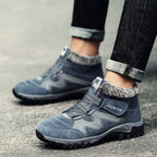 Winter Boots With Fur Warm Leather Snow Boots Mens Winter Work Casual Shoes High Top Rubber Ankle Boots Keep Warm Anti-Slip Soft Sole Warm Fur Lined Winter Ankle Booties Stevvex