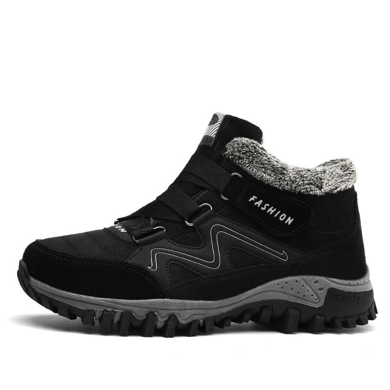 Winter Boots With Fur Warm Leather Snow Boots Mens Winter Work Casual Shoes High Top Rubber Ankle Boots Keep Warm Anti-Slip Soft Sole Warm Fur Lined Winter Ankle Booties Stevvex