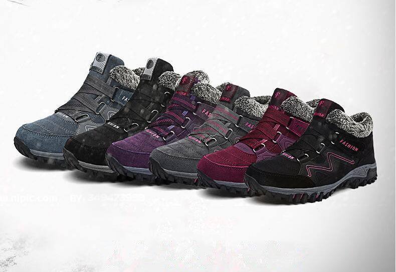 Winter Boots With Fur Warm Leather Snow Boots Mens Winter Work Casual Shoes High Top Rubber Ankle Boots Keep Warm Anti-Slip Soft Sole Warm Fur Lined Winter Ankle Booties Stevvex