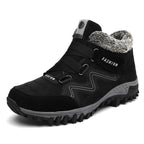 Winter Boots With Fur Warm Leather Snow Boots Mens Winter Work Casual Shoes High Top Rubber Ankle Boots Keep Warm Anti-Slip Soft Sole Warm Fur Lined Winter Ankle Booties Stevvex