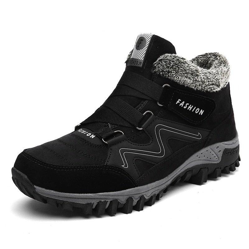 Winter Boots With Fur Warm Leather Snow Boots Mens Winter Work Casual Shoes High Top Rubber Ankle Boots Keep Warm Anti-Slip Soft Sole Warm Fur Lined Winter Ankle Booties Stevvex